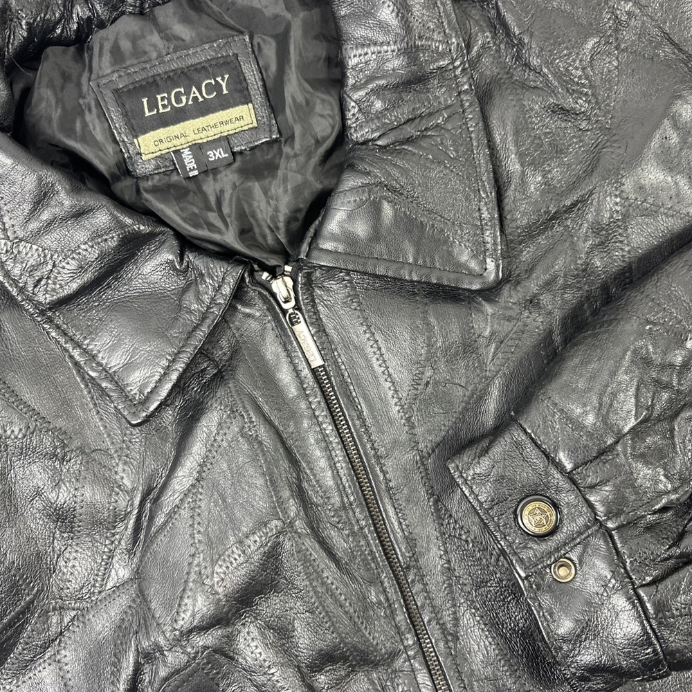 VTG Legacy Original Leatherwear Patchwork Jacket‎ size 3XL Long Sleeve Full Zip